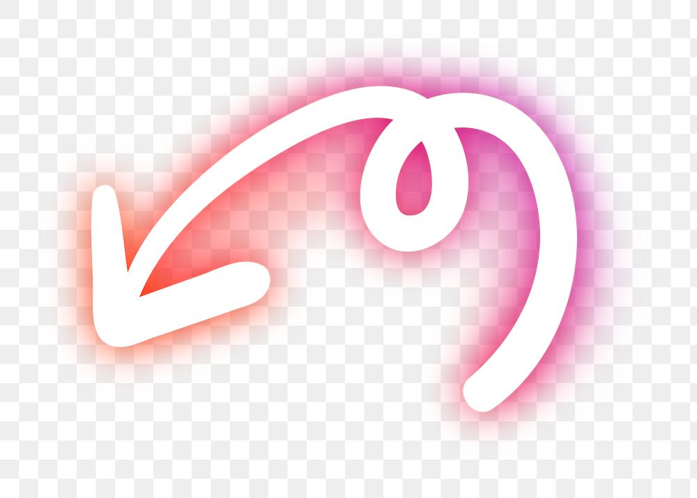 Neon pink swirl arrow sign design element