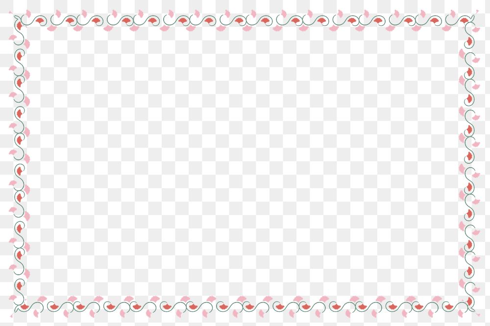 Pink and red floral frame design element