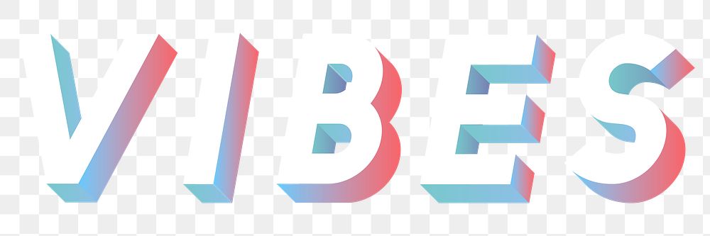 Isometric word Vibes typography design element