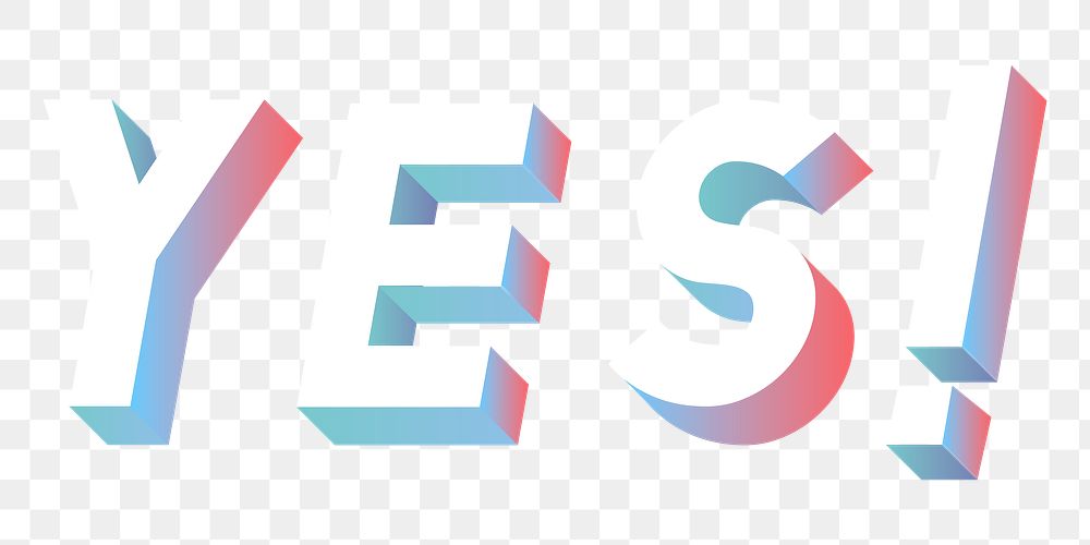 Isometric word Yes typography design element