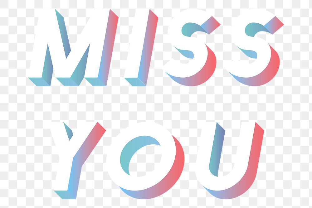 Isometric word Miss you typography design element