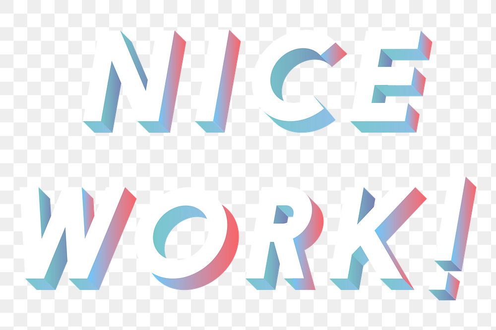 Isometric word Nice work typography design element