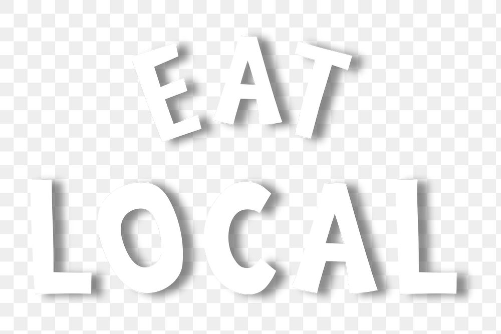 White eat local doodle typography design element