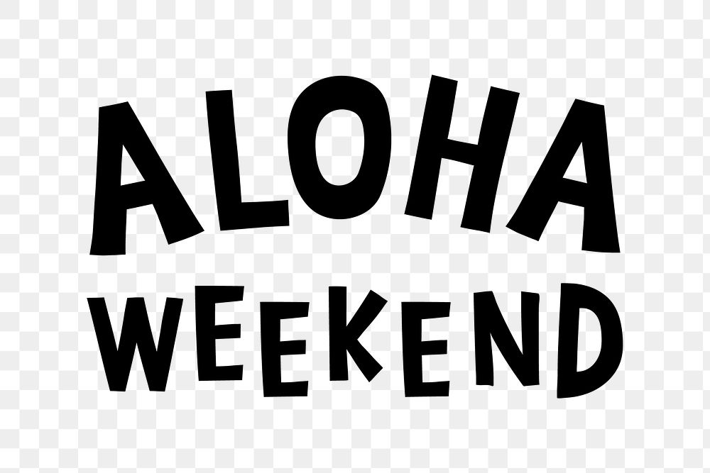 Black aloha weekend doodle typography design element