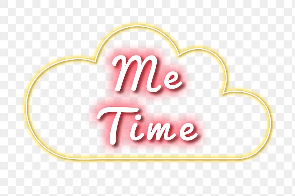 Me time neon glow png typography
