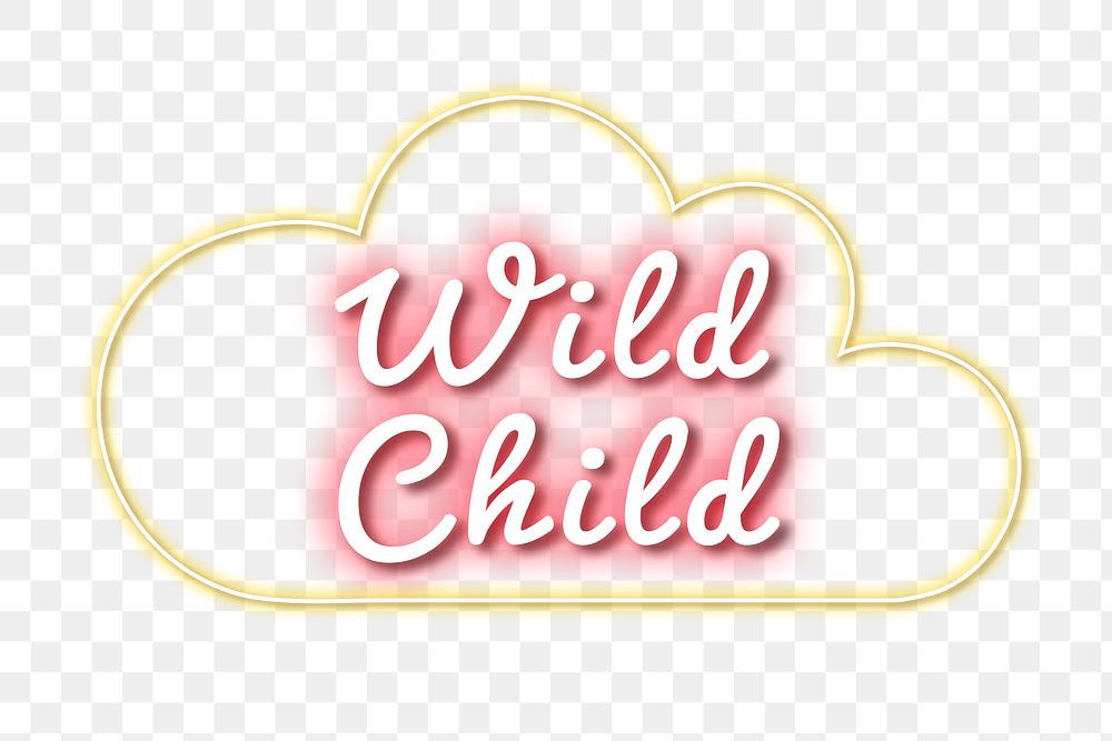 Png wild child neon light png typography