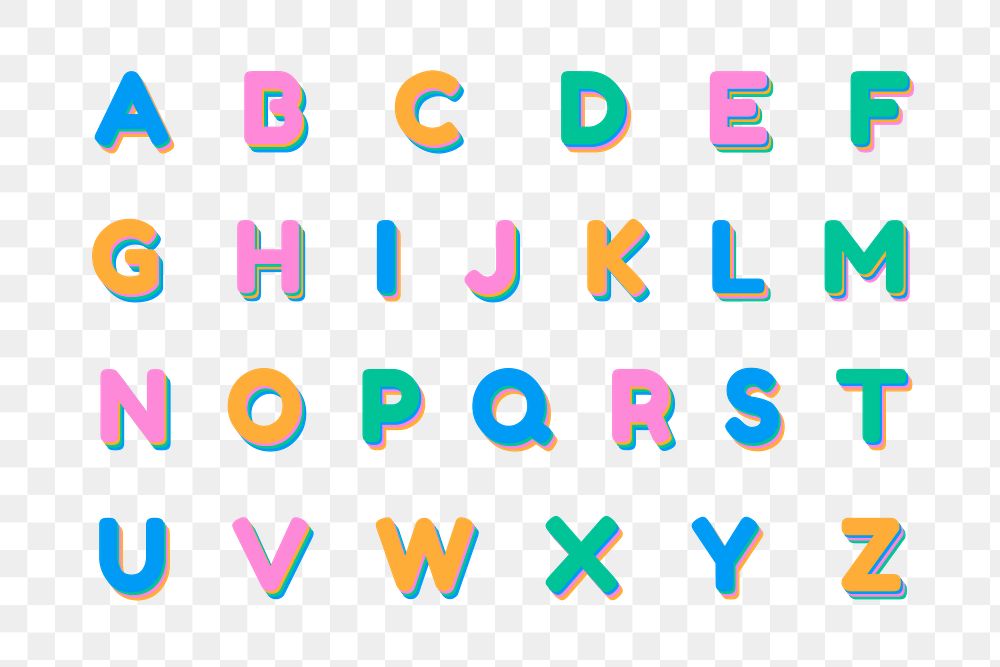 Capital letter collection font png 3d shade