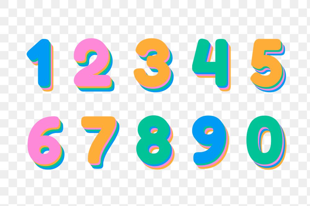 Png number collection 3d shade font