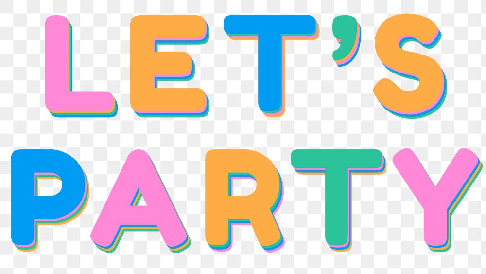 Let's party png text typography font 