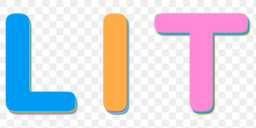 Lit colorful PNG letter smooth font 