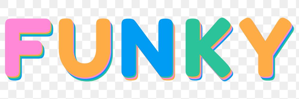 Funky colorful PNG letter smooth font 