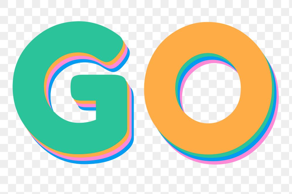 Go letter pastel colored PNG rounded font 
