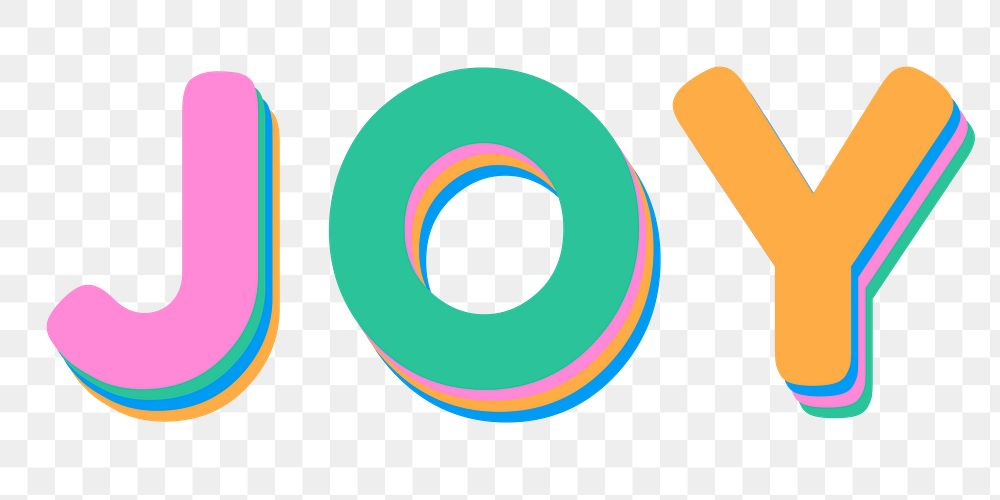 Joy PNG colorful rounded typography