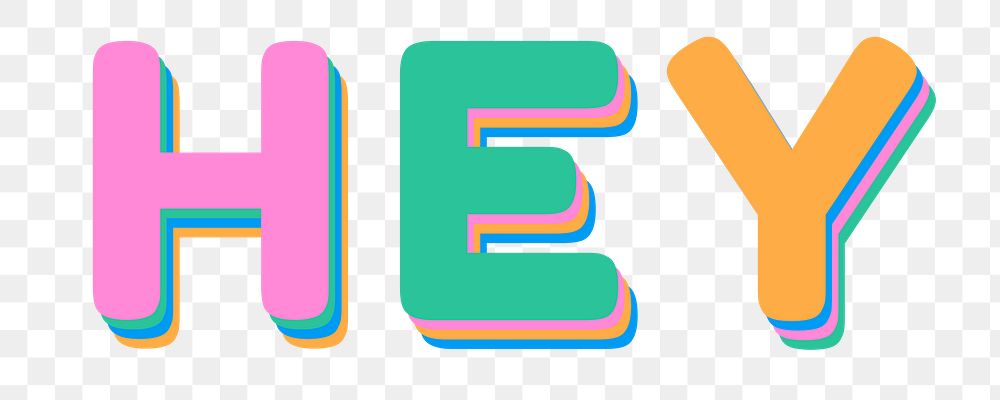 Hey letter pastel colored PNG rounded font 