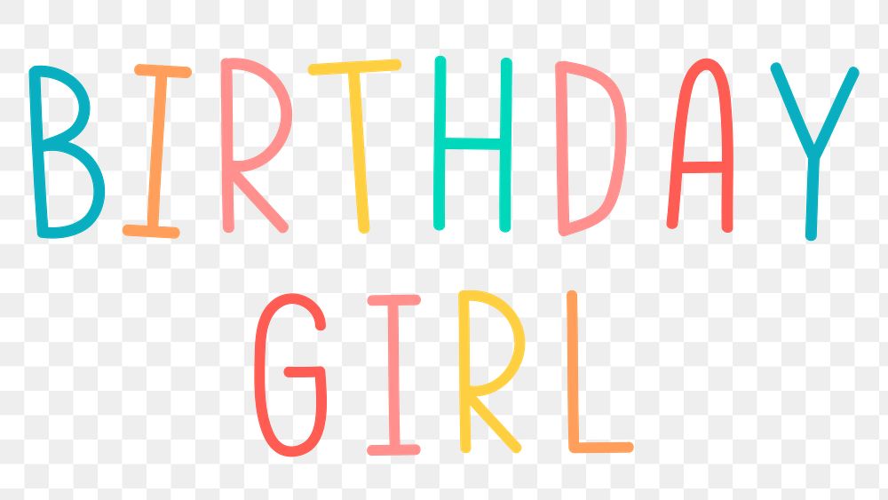Colorful birthday girl typography design element