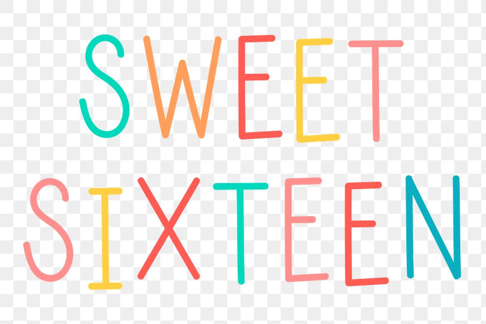 Colorful sweet sixteen typography design element
