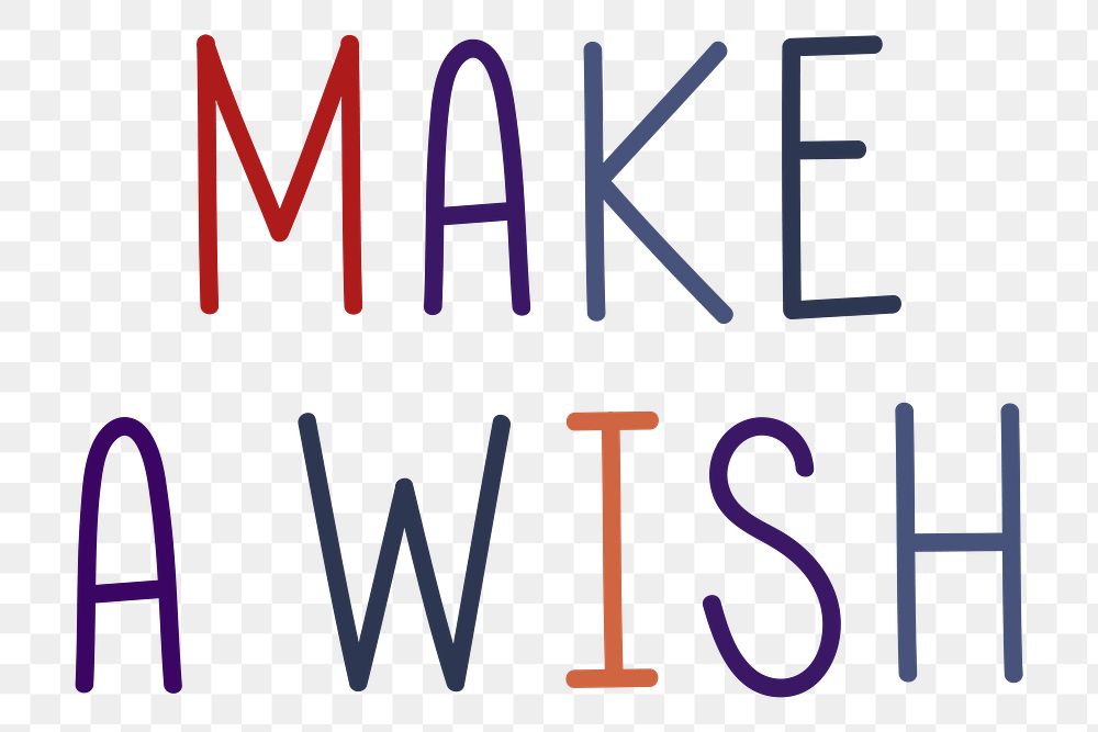 Png make a wish colorful typography