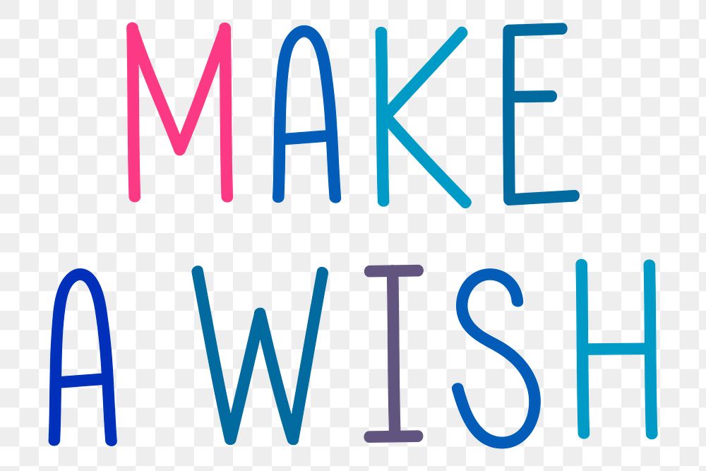 Png make a wish colorful typography