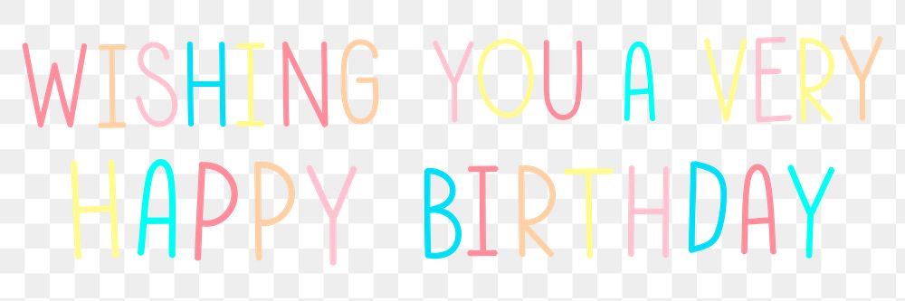 Png wishing you a very happy birthday multicoloredl typography 