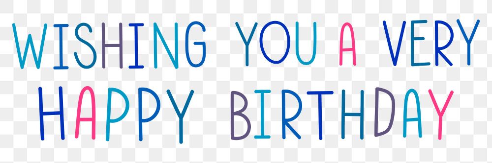 Png wishing you a very happy birthday multicoloredl typography 