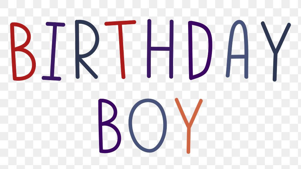 Png birthday boy multicolored typography