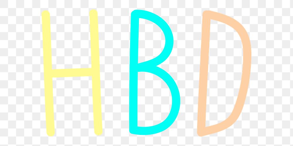 Png hbd multicolored clipart typography