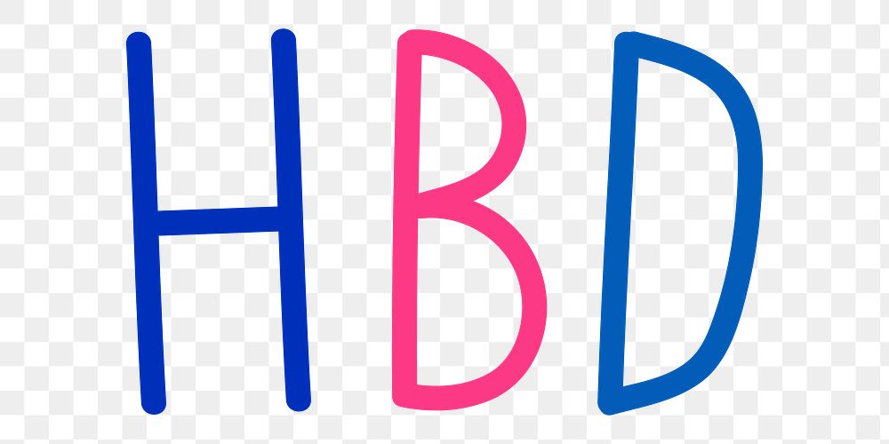 Png hbd multicolored clipart typography