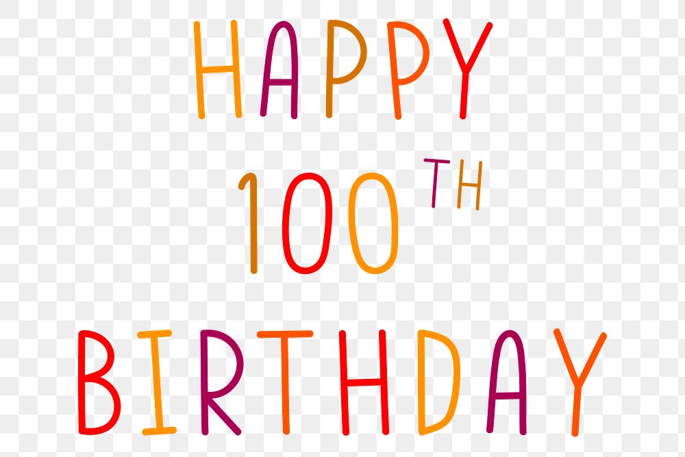Png happy 100th birthday colorful typography 