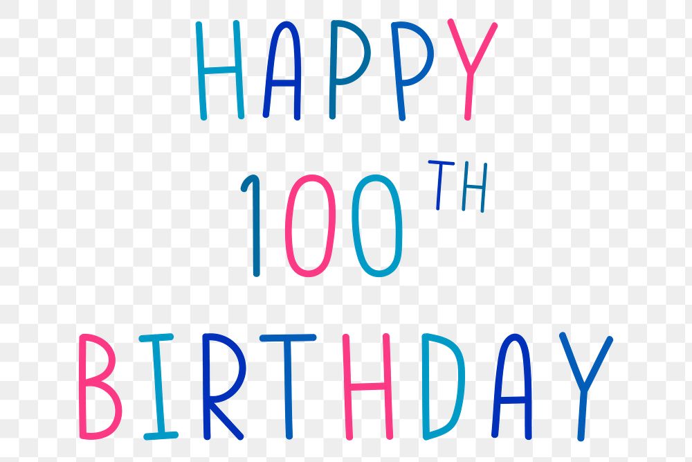 Png happy 100th birthday multicolored typography 