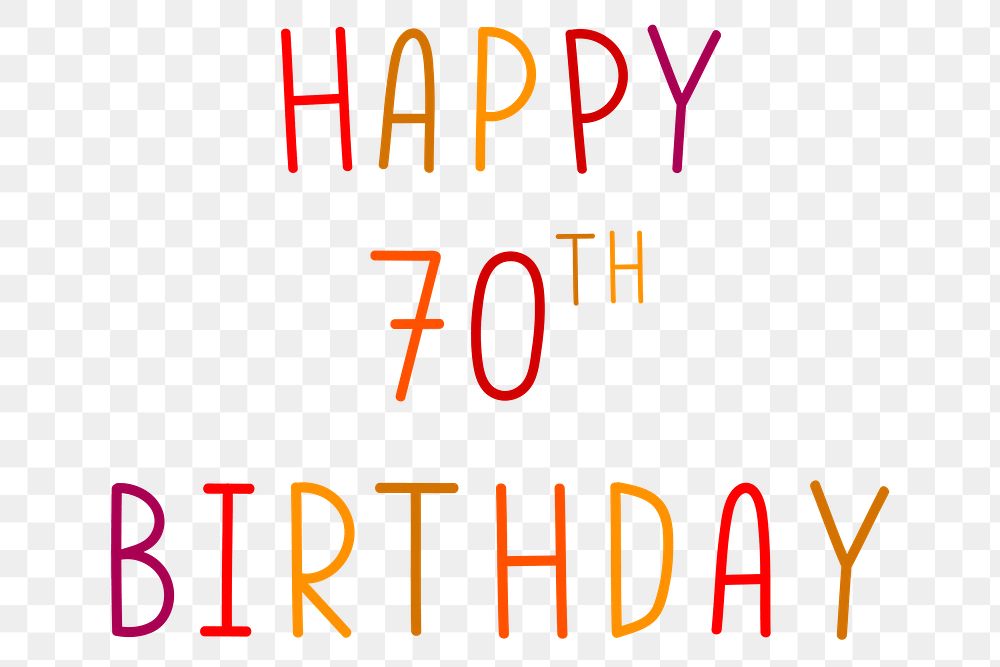 Png happy 70th birthday colorful typography 