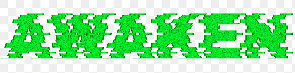 Green blurred word AWAKEN typography design element