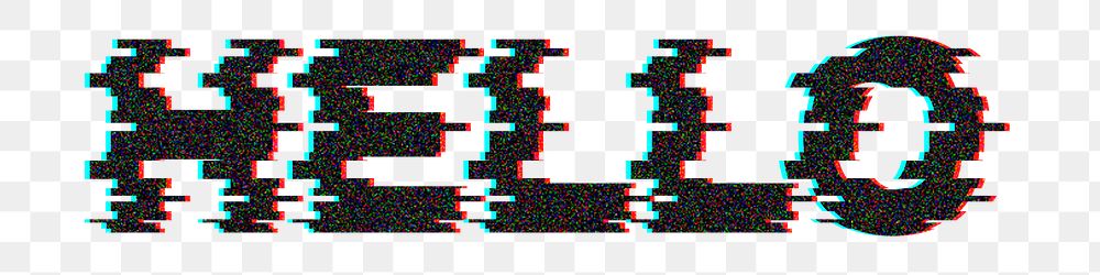 Hello glitch effect typography design element