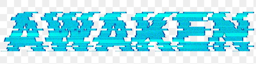 Blue blurred word AWAKEN typography design element