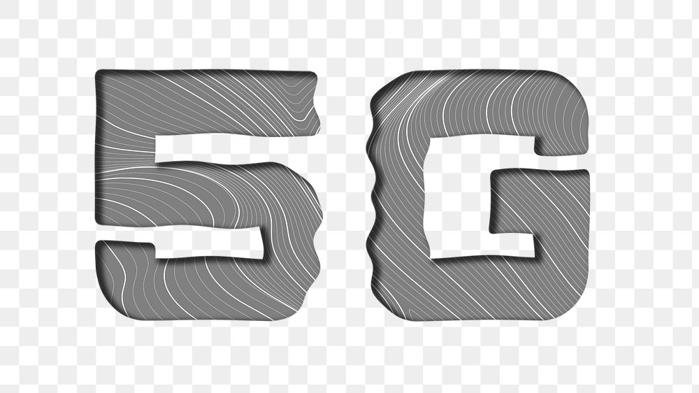Dark gray 5G word topographic typography design element