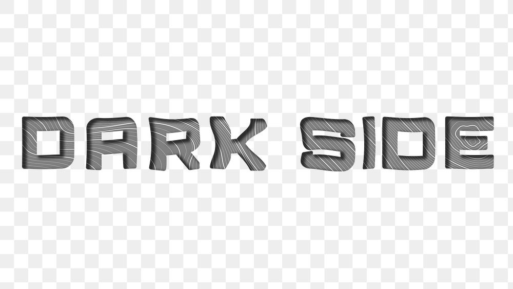 Dark gray dark side word topographic typography design element