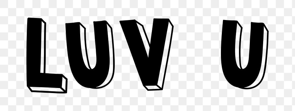 Luv u png word typography font