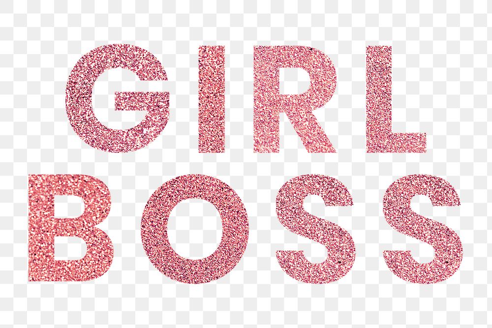 Girl Boss red png sparkly text typography