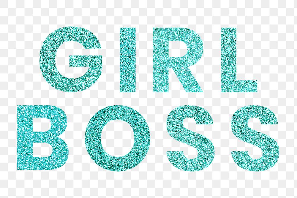 Sparkly blue Girl Boss png text typography sticker