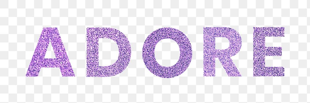 Sparkly purple Adore png word typography sticker