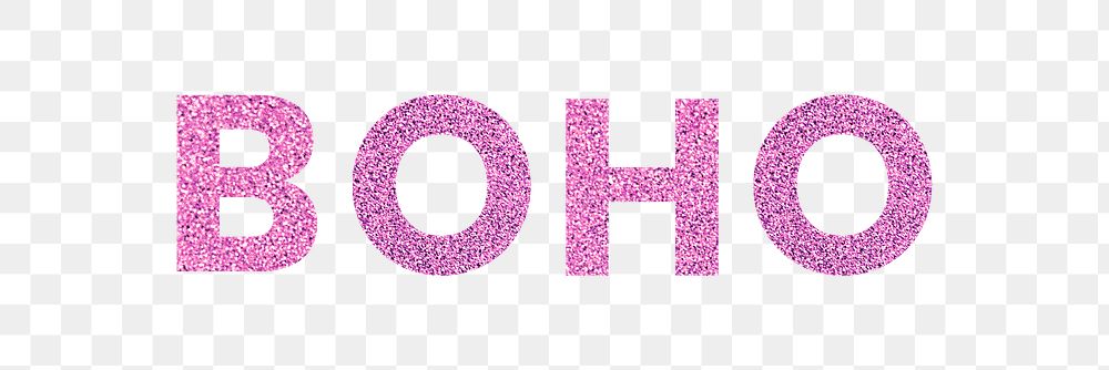 Glitter Boho pink png word typography