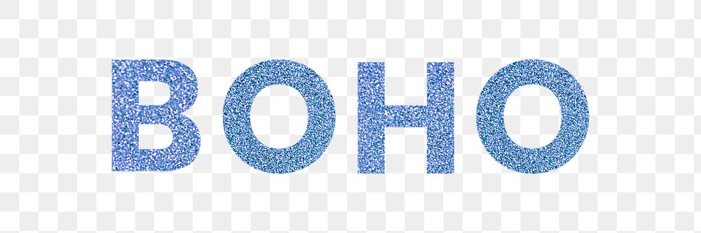 Png Boho glittery blue word typography