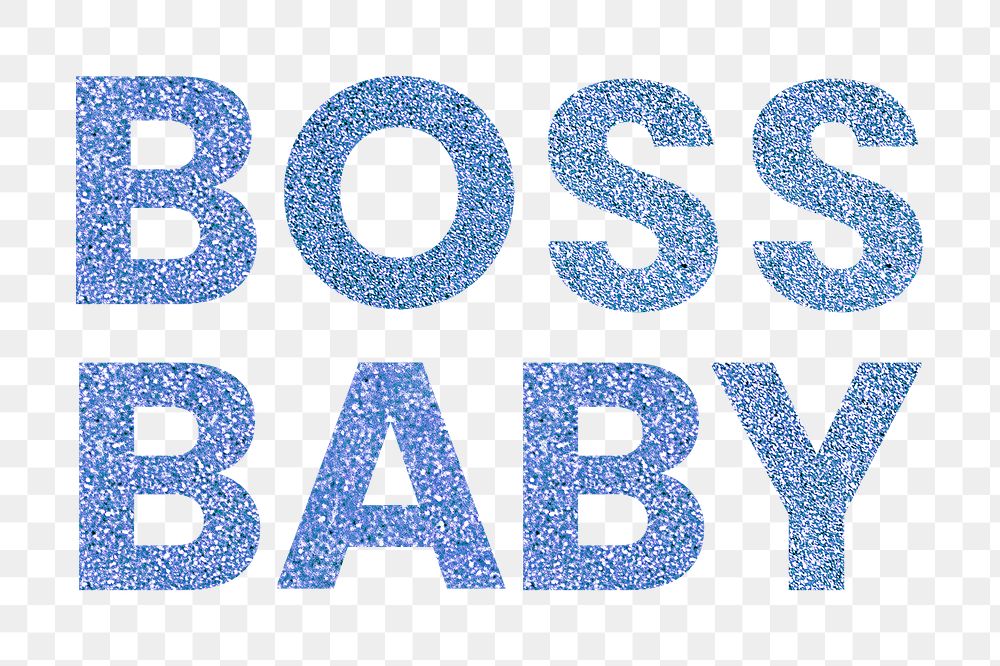 Boss Baby shimmery blue png text social media sticker
