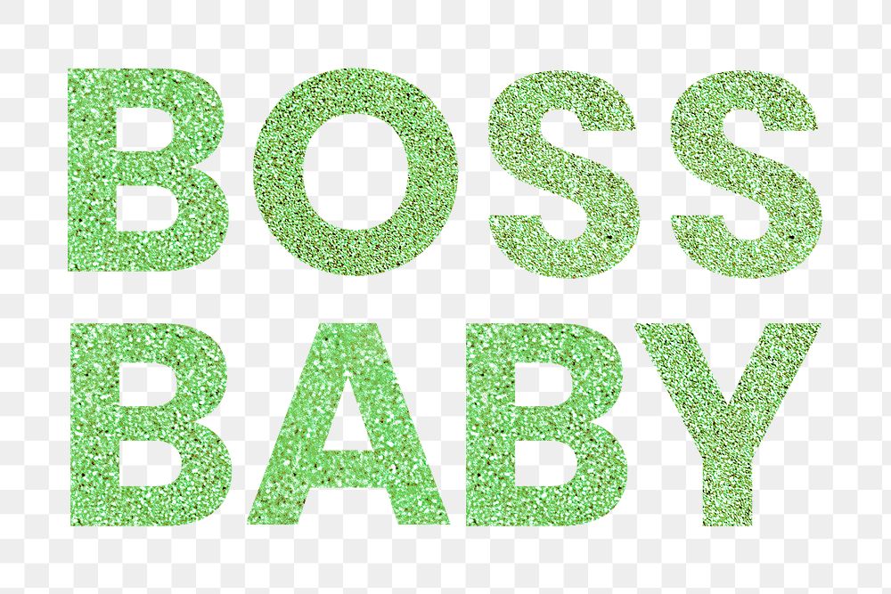 Boss Baby png green trendy word typography sticker
