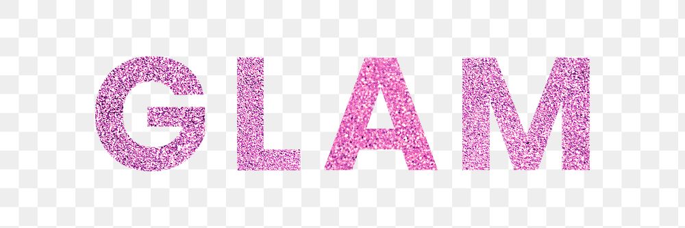 Glitter Glam pink png word typography