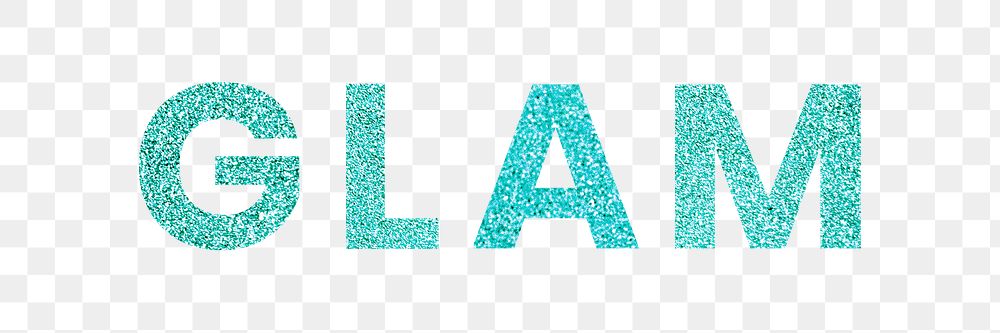 Sparkly aqua blue Glam png word typography sticker