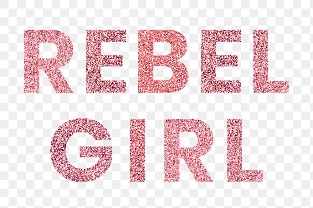 Rebel Girl red sparkly png typography