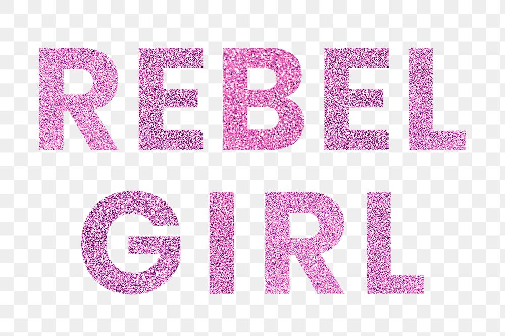 Rebel Girl png shimmery pink word typography