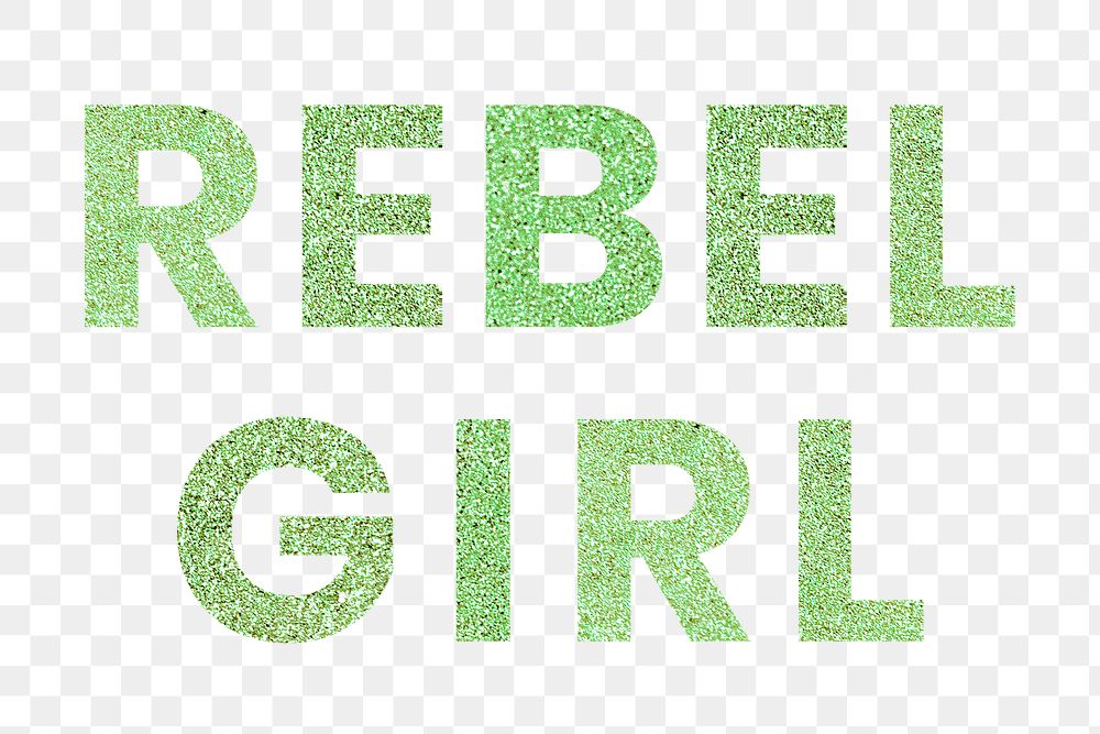 Rebel Girl green glittery word sticker