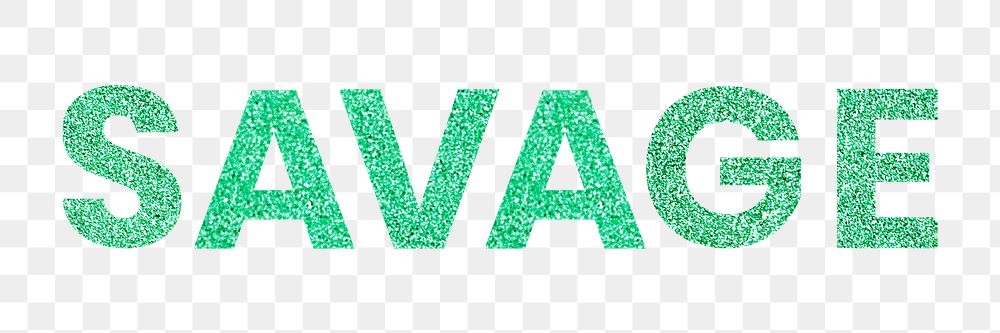 Glitter Savage aqua green png word typography