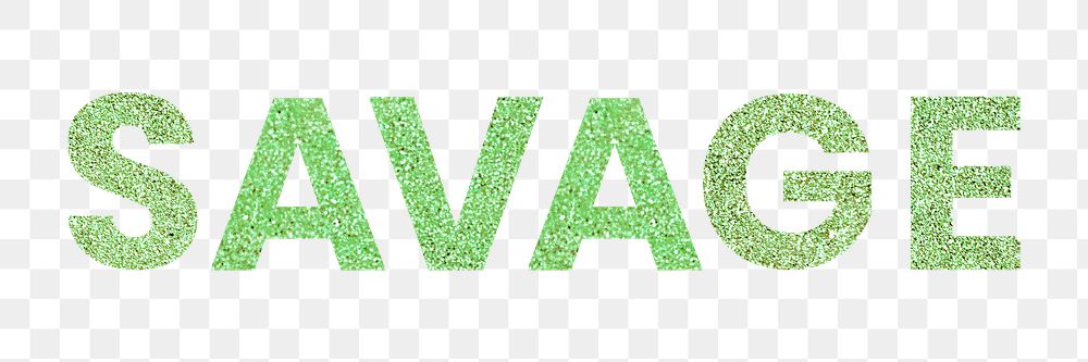 Savage green png sparkly word typography